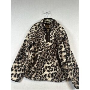 Girls‎ Cuddly Sherpa Pullover Leopard Print Sz7/8 Quarter Zip